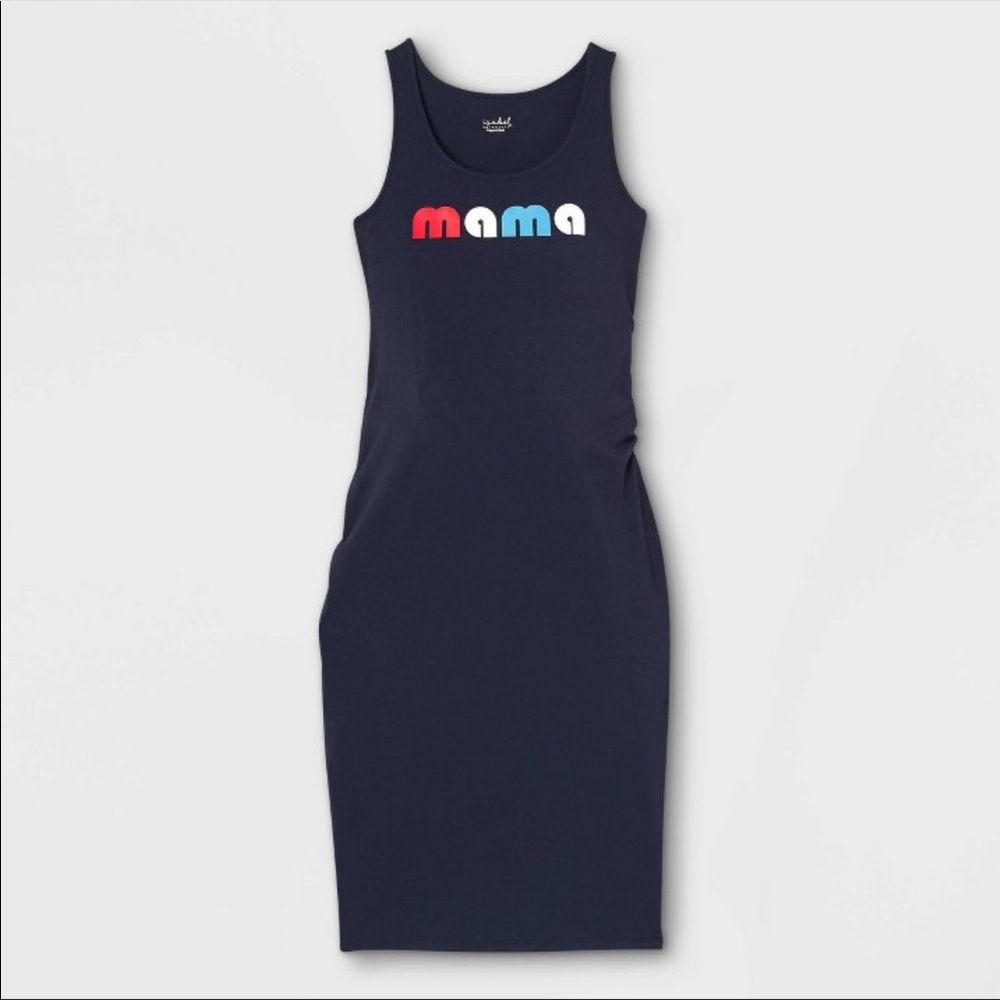 NWT Sleeveless Mama Graphic T-Shirt Maternity Dress - Navy XS